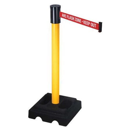 Barrier Post with Belt, Yellow, 15 ft Length, 40 in Post Height, Authorized Access Only, Yellow MPN:322PYW-ARC