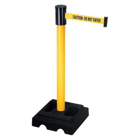 Barrier Post with Belt, Yellow, 15 ft Length, 40 in Post Height, Caution Do Not Enter, Yellow MPN:322PYW-CAU