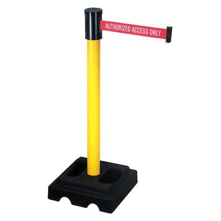 Barrier Post with Belt, Yellow, 15 ft Length, 40 in Post Height, Authorized Access Only, Yellow MPN:322YA-AAO