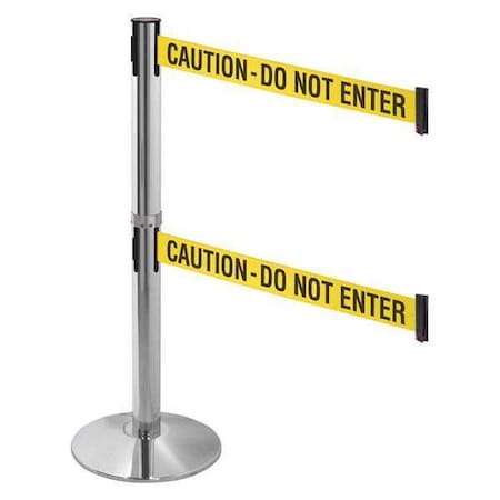Barrier Post with Belt, Gray, 10 ft Length, 40 in Post Height, Caution Do Not Enter MPN:330DPAPC-CAU