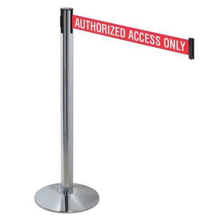 Barrier Post with Belt, Gray, 10 ft Length, 40 in Post Height, Authorized Access Only MPN:330PAPC-AAO