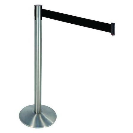 Barrier Post with Belt, Gray, 10 ft Length, 40 in Post Height, No Legend, Satin Chrome MPN:330SASS-BK