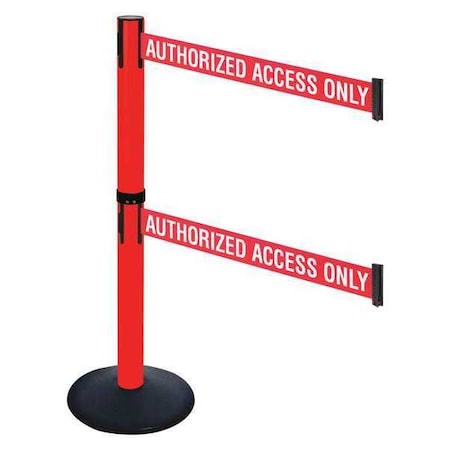 Barrier Post with Belt, Black, 10 ft Length, 40 in Post Height, Authorized Access Only MPN:331DPRD-AAO