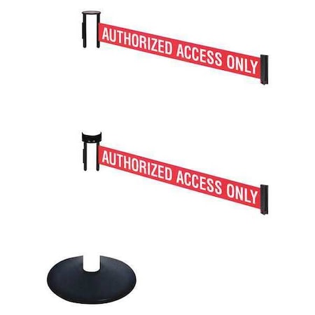 Barrier Post with Belt, Black, 10 ft Length, 40 in Post Height, Authorized Access Only MPN:331DPWH-AAO