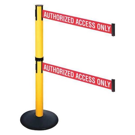 Barrier Post with Belt, Black, 10 ft Length, 40 in Post Height, Authorized Access Only MPN:331DPYW-AAO