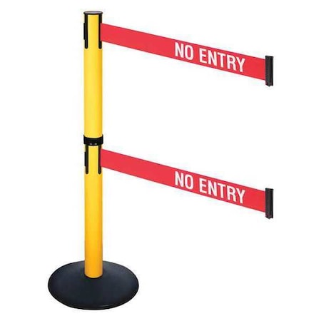 Barrier Post with Belt, Black, 10 ft Length, 40 in Post Height, No Entry, Powder Coated MPN:331DPYW-NE