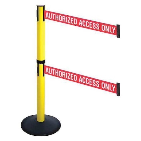 Barrier Post with Belt, Black, 10 ft Length, 40 in Post Height, Authorized Access Only MPN:331DYA-AAO