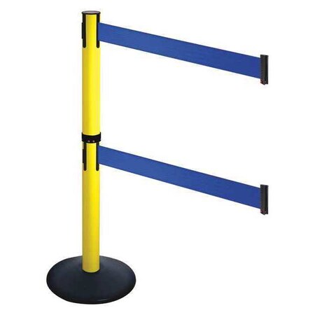 Barrier Post with Belt, Black, 10 ft Length, 40 in Post Height, No Legend, Powder Coated MPN:331DYA-BL