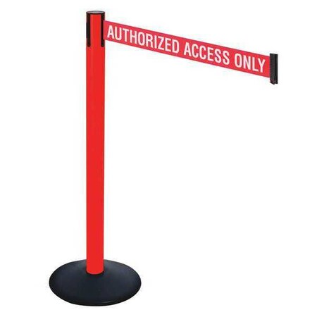 Barrier Post with Belt, Black, 10 ft Length, 40 in Post Height, Authorized Access Only MPN:331PRD-AAO