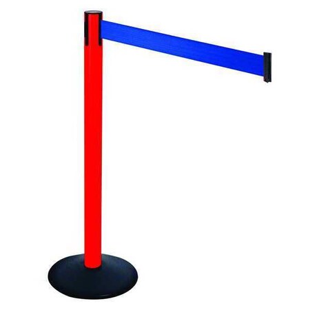 Barrier Post with Belt, Black, 10 ft Length, 40 in Post Height, No Legend, Powder Coated MPN:331PRD-BL