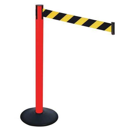 Barrier Post with Belt, Black, 10 ft Length, 40 in Post Height, No Legend, Powder Coated MPN:331PRD-BYD