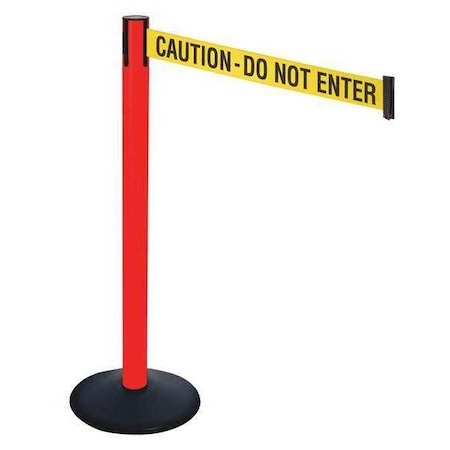 Barrier Post with Belt, Black, 10 ft Length, 40 in Post Height, Caution Do Not Enter, Powder Coated MPN:331PRD-CAU