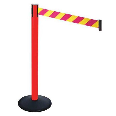 Barrier Post with Belt, Black, 10 ft Length, 40 in Post Height, No Legend, Powder Coated MPN:331PRD-MYD