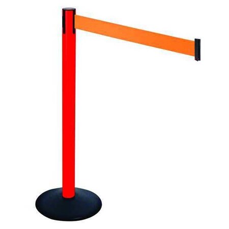 Barrier Post with Belt, Black, 10 ft Length, 40 in Post Height, No Legend, Powder Coated MPN:331PRD-OR