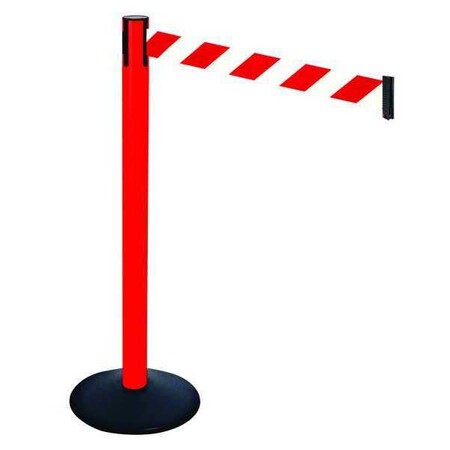 Barrier Post with Belt, Black, 10 ft Length, 40 in Post Height, No Legend, Powder Coated MPN:331PRD-RWD
