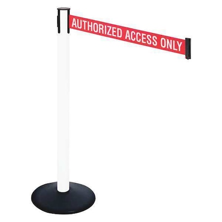 Barrier Post with Belt, Black, 10 ft Length, 40 in Post Height, Authorized Access Only MPN:331PWH-AAO