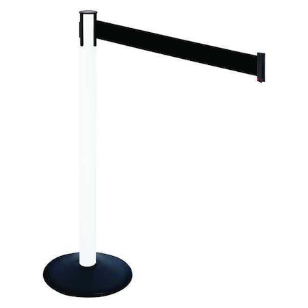 Barrier Post with Belt, Black, 10 ft Length, 40 in Post Height, No Legend, Powder Coated MPN:331PWH-BK