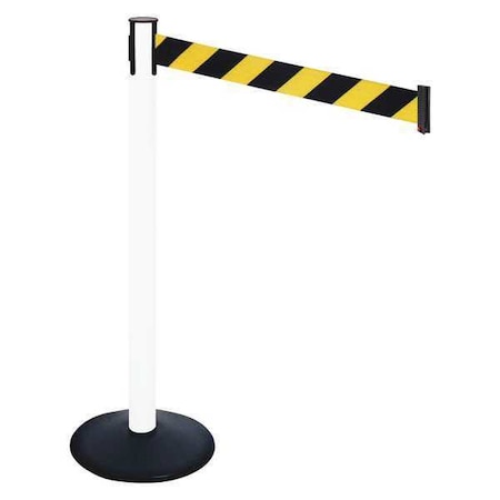 Barrier Post with Belt, Black, 10 ft Length, 40 in Post Height, No Legend, Powder Coated MPN:331PWH-BYD