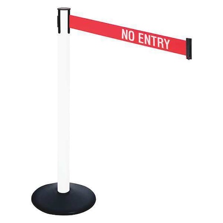 Barrier Post with Belt, Black, 10 ft Length, 40 in Post Height, No Entry, Powder Coated MPN:331PWH-NE