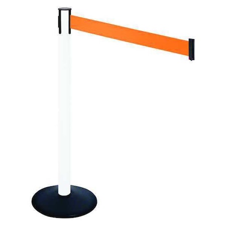 Barrier Post with Belt, Black, 10 ft Length, 40 in Post Height, No Legend, Powder Coated MPN:331PWH-OR