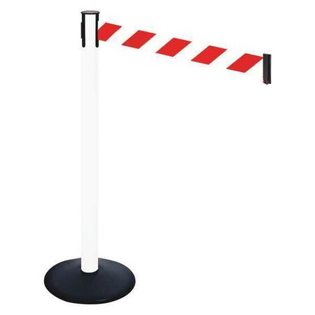 Barrier Post with Belt, Black, 10 ft Length, 40 in Post Height, No Legend, Powder Coated MPN:331PWH-RWD