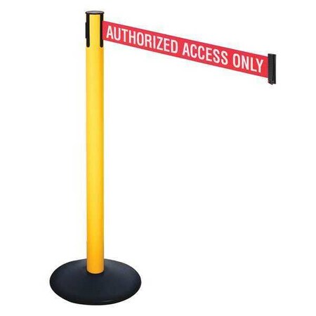 Barrier Post with Belt, Black, 10 ft Length, 40 in Post Height, Authorized Access Only MPN:331PYW-AAO