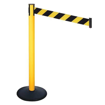 Barrier Post with Belt, Black, 10 ft Length, 40 in Post Height, No Legend, Powder Coated MPN:331PYW-BYD
