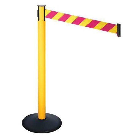 Barrier Post with Belt, Black, 10 ft Length, 40 in Post Height, No Legend, Powder Coated MPN:331PYW-MYD