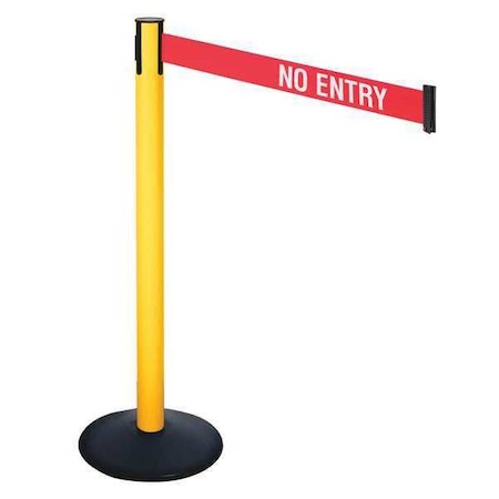 Barrier Post with Belt, Black, 10 ft Length, 40 in Post Height, No Entry, Powder Coated MPN:331PYW-NE