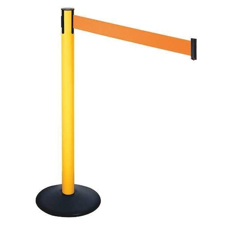 Barrier Post with Belt, Black, 10 ft Length, 40 in Post Height, No Legend, Powder Coated MPN:331PYW-OR