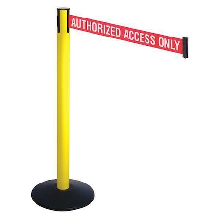 Barrier Post with Belt, Black, 10 ft Length, 40 in Post Height, Authorized Access Only MPN:331YA-AAO