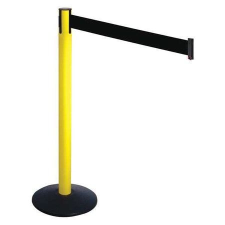 Barrier Post with Belt, Black, 10 ft Length, 40 in Post Height, No Legend, Powder Coated MPN:331YA-BK