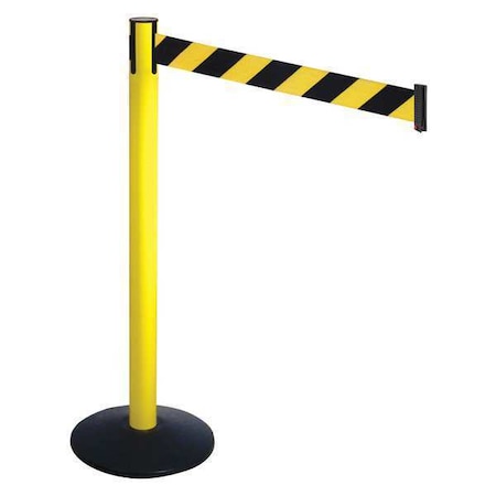 Barrier Post with Belt, Black, 10 ft Length, 40 in Post Height, No Legend, Powder Coated MPN:331YA-BYD