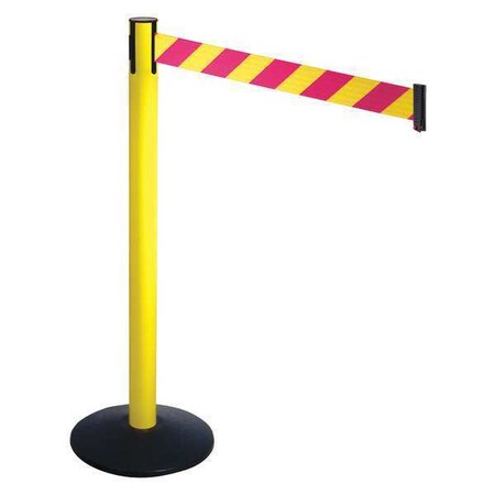 Barrier Post with Belt, Black, 10 ft Length, 40 in Post Height, No Legend, Powder Coated MPN:331YA-MYD