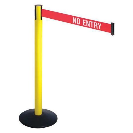Barrier Post with Belt, Black, 10 ft Length, 40 in Post Height, No Entry, Powder Coated MPN:331YA-NE