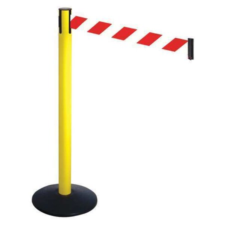 Barrier Post with Belt, Black, 10 ft Length, 40 in Post Height, No Legend, Powder Coated MPN:331YA-RWD