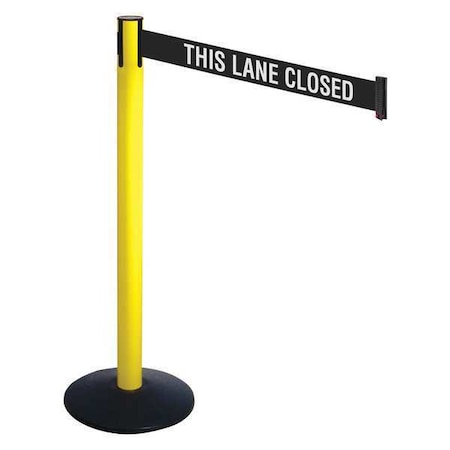 Barrier Post with Belt, Black, 10 ft Length, 40 in Post Height, This Lane Closed, Powder Coated MPN:331YA-TLC