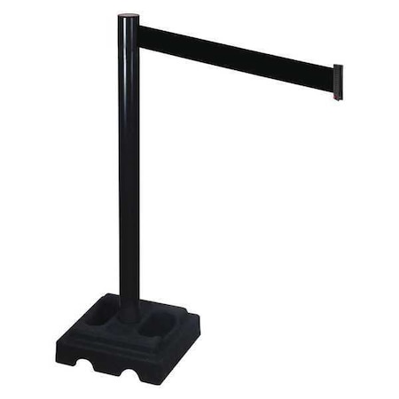 Barrier Post with Belt, Black, 10 ft Length, 40 in Post Height, No Legend, Black MPN:332BA-BK