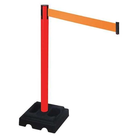 Barrier Post with Belt, Red, 10 ft Length, 40 in Post Height, No Legend, Red MPN:332PRD-OR