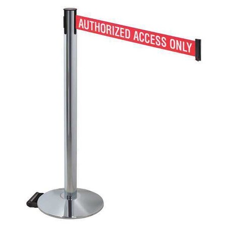 Barrier Post with Belt, Gray, 10 ft Length, 40 in Post Height, Authorized Access Only MPN:334PAPC-AAO