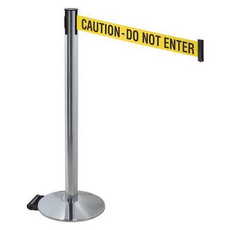 Barrier Post with Belt, Gray, 10 ft Length, 40 in Post Height, Caution Do Not Enter MPN:334PAPC-CAU