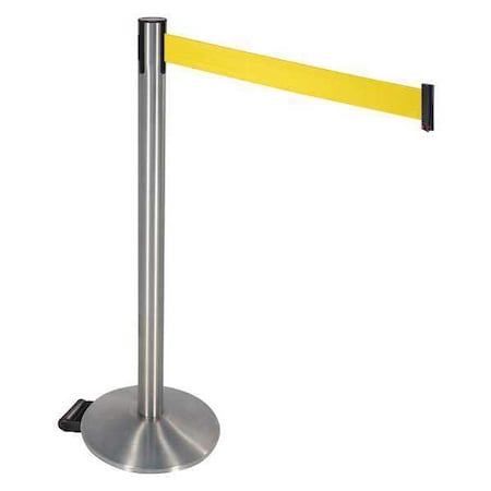 Barrier Post with Belt, Silver, 10 ft Length, 40 in Post Height, No Legend, Stainless steel MPN:334SS-YW