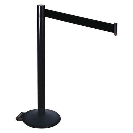 Barrier Post with Belt, Black, 10 ft Length, 40 in Post Height, No Legend, Powder Coated MPN:335BA-BK