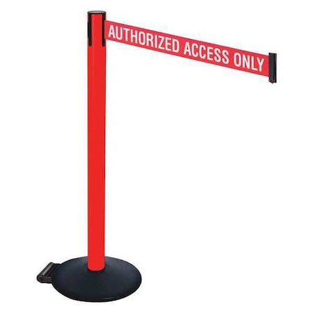 Barrier Post with Belt, Black, 10 ft Length, 40 in Post Height, Authorized Access Only MPN:335PRD-AAO