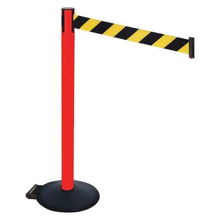 Barrier Post with Belt, Black, 10 ft Length, 40 in Post Height, No Legend, Powder Coated MPN:335PRD-BYD
