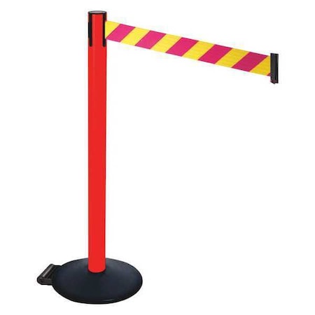 Barrier Post with Belt, Black, 10 ft Length, 40 in Post Height, No Legend, Powder Coated MPN:335PRD-MYD