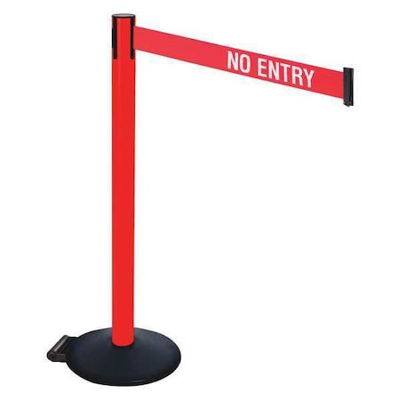 Barrier Post with Belt, Black, 10 ft Length, 40 in Post Height, No Entry, Powder Coated MPN:335PRD-NE
