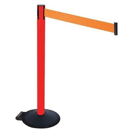 Barrier Post with Belt, Black, 10 ft Length, 40 in Post Height, No Legend, Powder Coated MPN:335PRD-OR