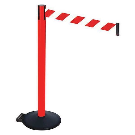 Barrier Post with Belt, Black, 10 ft Length, 40 in Post Height, No Legend, Powder Coated MPN:335PRD-RWD