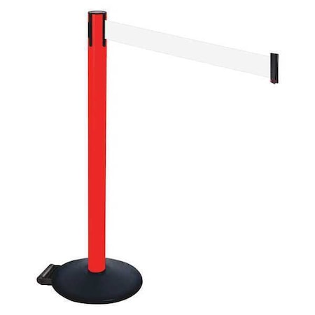 Barrier Post with Belt, Black, 10 ft Length, 40 in Post Height, No Legend, Powder Coated MPN:335PRD-WH